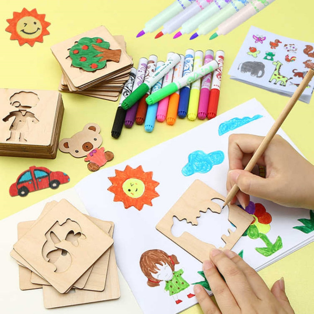 Jogo de pintura educacional montessori, 6 peças, desenho infantil